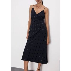 Zara Polka Dot Strap Dress Black